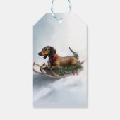 Dachshund Kerstmis sneeuw winter Cadeaulabel (Achterkant)