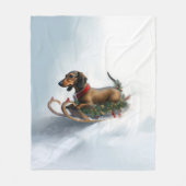 Dachshund Kerstmis sneeuw winter Fleece Deken (Voorkant)