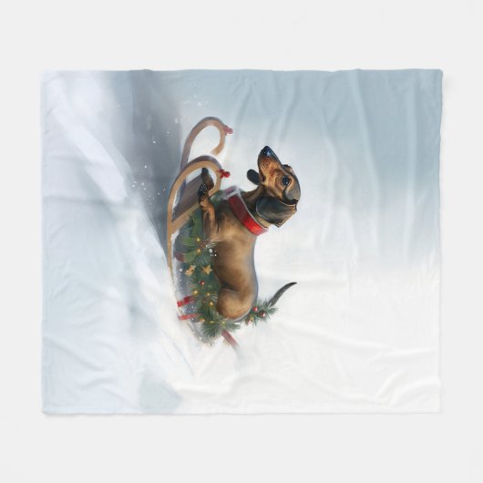 Dachshund Kerstmis sneeuw winter Fleece Deken (Voorkant (Horizontaal))