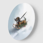 Dachshund Kerstmis sneeuw winter Grote Klok (Hoek)