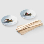 Dachshund Kerstmis sneeuw winter Handwaaier (Niet-gemonteerd)