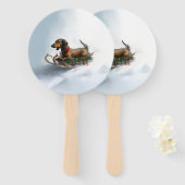 Dachshund Kerstmis sneeuw winter Handwaaier (Voorkant en achterkant)