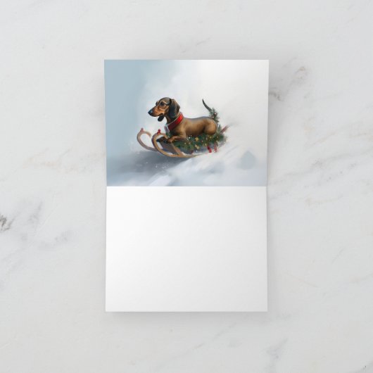 Dachshund Kerstmis sneeuw winter Kaart (Binnen)