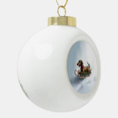 Dachshund Kerstmis sneeuw winter Keramische Bal Ornament (Links)
