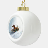 Dachshund Kerstmis sneeuw winter Keramische Bal Ornament (Rechts)