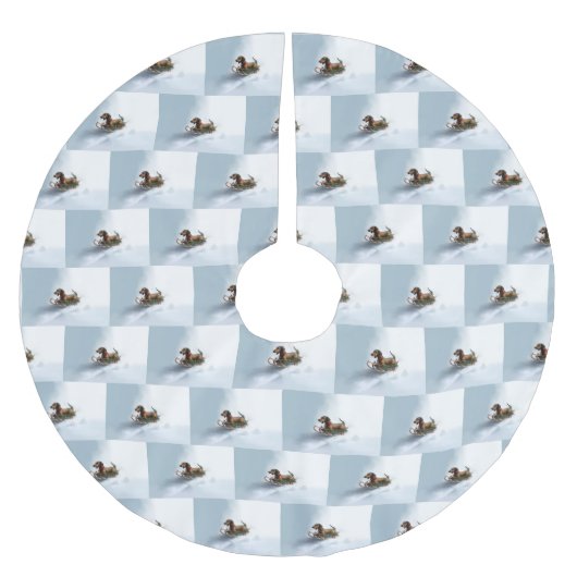 Dachshund Kerstmis sneeuw winter Kerstboom Rok (Voorkant)