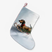 Dachshund Kerstmis sneeuw winter Kleine Kerstsok (Voorkant (Hangend))