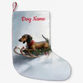Dachshund Kerstmis sneeuw winter Kleine Kerstsok (Voorkant)
