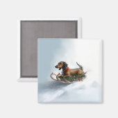Dachshund Kerstmis sneeuw winter Magneet (Voorkant / Achterkant)
