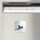 Dachshund Kerstmis sneeuw winter Magneet (Insitu (Vaatwasser))