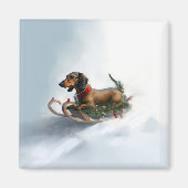 Dachshund Kerstmis sneeuw winter Magneet (Voorkant)