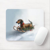 Dachshund Kerstmis sneeuw winter Muismat (Met muis)