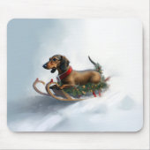 Dachshund Kerstmis sneeuw winter Muismat (Voorkant)
