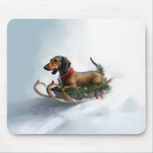 Dachshund Kerstmis sneeuw winter Muismat