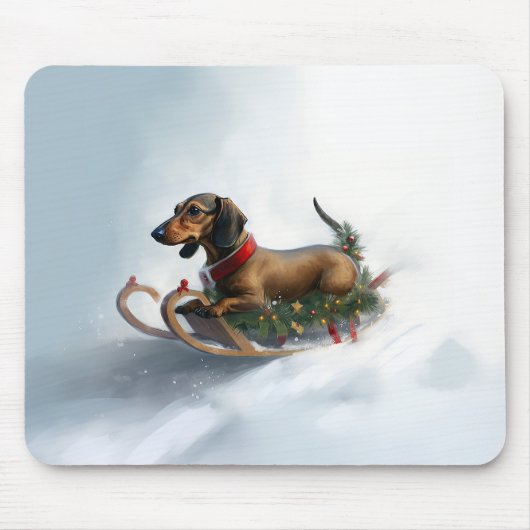 Dachshund Kerstmis sneeuw winter Muismat (Voorkant)