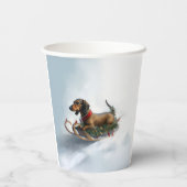 Dachshund Kerstmis sneeuw winter Papieren Bekers (Achterkant)