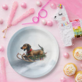 Dachshund Kerstmis sneeuw winter Papieren Bordje (Feest)