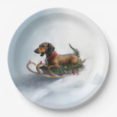 Dachshund Kerstmis sneeuw winter Papieren Bordje (Voorkant)