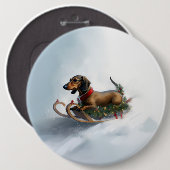 Dachshund Kerstmis sneeuw winter Ronde Button 6,0 Cm (Voorkant /achterkant)