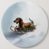 Dachshund Kerstmis sneeuw winter Ronde Button 6,0 Cm (Voorkant)