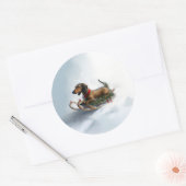 Dachshund Kerstmis sneeuw winter Ronde Sticker (Envelop)