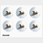 Dachshund Kerstmis sneeuw winter Ronde Sticker (Vel)