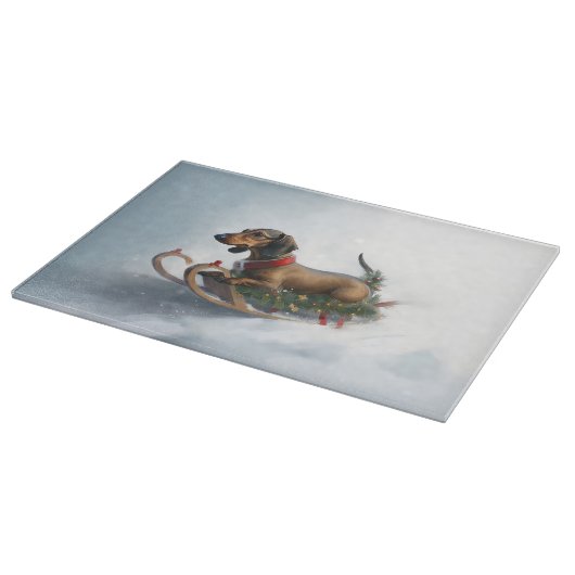 Dachshund Kerstmis sneeuw winter Snijplank (Hoek)