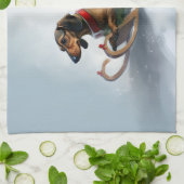 Dachshund Kerstmis sneeuw winter Theedoek (Gevouwen)