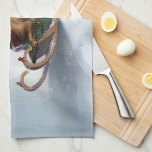 Dachshund Kerstmis sneeuw winter Theedoek (Quarter Fold)