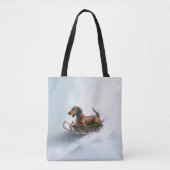 Dachshund Kerstmis sneeuw winter Tote Bag (Voorkant)