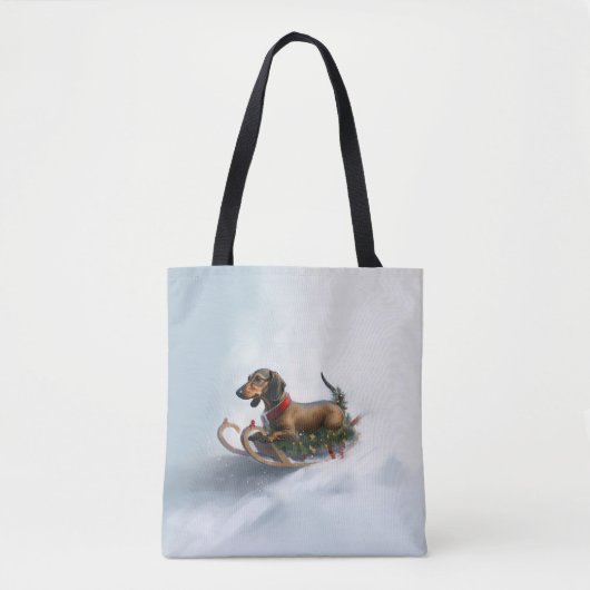 Dachshund Kerstmis sneeuw winter Tote Bag (Voorkant)