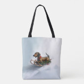 Dachshund Kerstmis sneeuw winter Tote Bag (Achterkant)