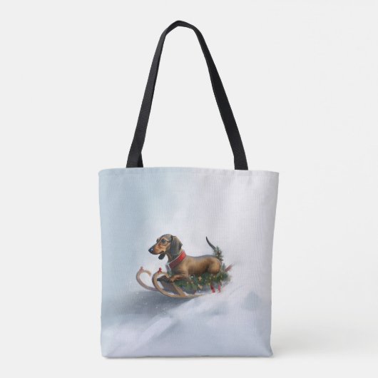Dachshund Kerstmis sneeuw winter Tote Bag (Achterkant)