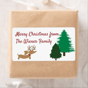 Dachshund Kerstmis Sticky Gift Labels Doxie Labels