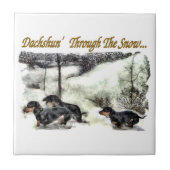 Dachshund Kerstmis Tegeltje (Voorkant)