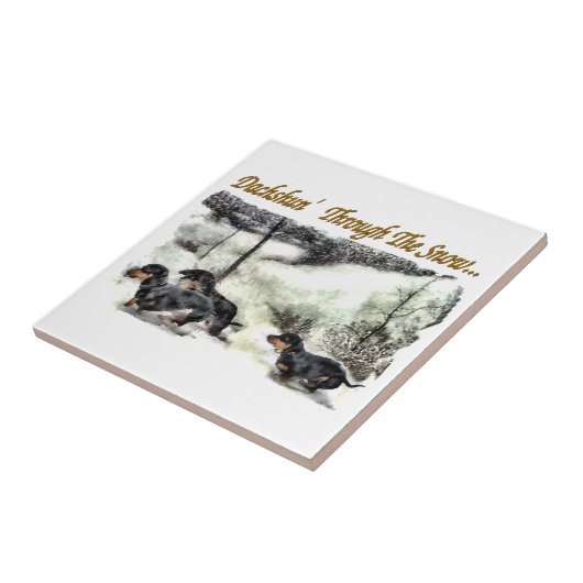 Dachshund Kerstmis Tegeltje (Zijkant)