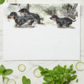 Dachshund Kerstmis Theedoek (Gevouwen)