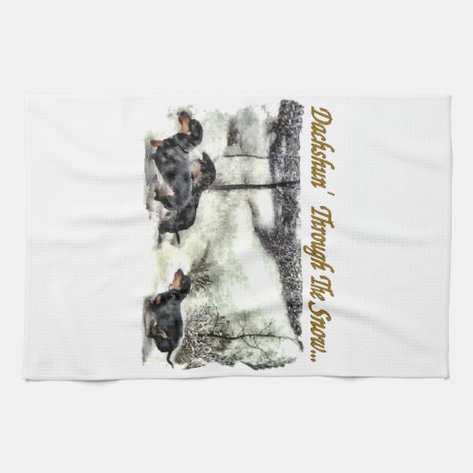 Dachshund Kerstmis Theedoek (Horizontaal)