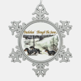 Dachshund Kerstmis Tin Sneeuwvlok Ornament