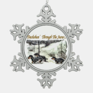 Dachshund Kerstmis Tin Sneeuwvlok Ornament