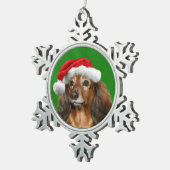Dachshund Kerstmis Tin Sneeuwvlok Ornament (Rechts)