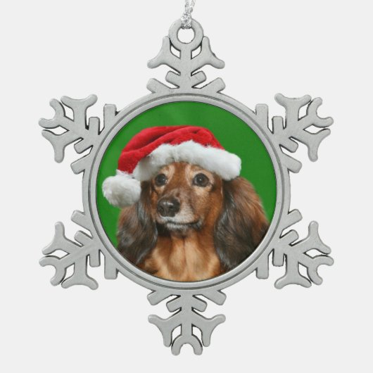 Dachshund Kerstmis Tin Sneeuwvlok Ornament (Voorkant)