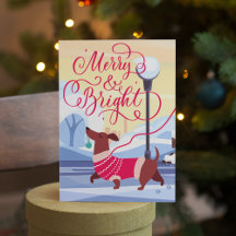 Dachshund Kerstmis  vrolijk Schitterend Calligrafi