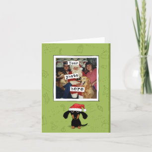 Dachshund Kerstmis   Wiener Dog Santa Your Photo Feestdagen Kaart