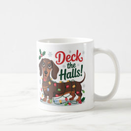 Dachshund Kerstmok – Deck the Halls Vakantie Koffiemok
