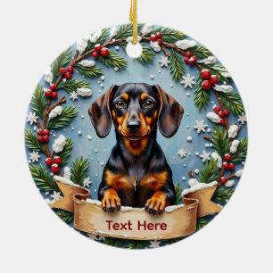Dachshund Kerstornament Keramisch Ornament