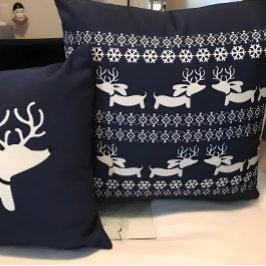 Dachshund-kerstpiloot Fair Isle Reindeer Kussen