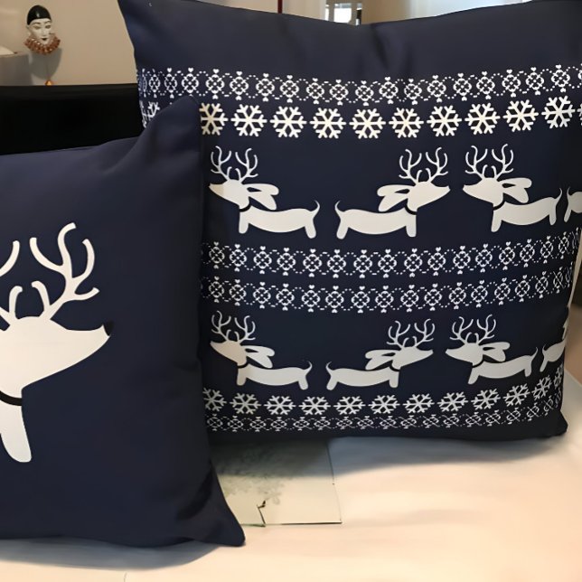 Dachshund-kerstpiloot Fair Isle Reindeer Kussen (Creator heeft geüpload)