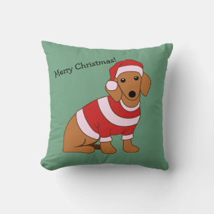 Dachshund-kerstpiloot, speciaal gepersonaliseerd kussen