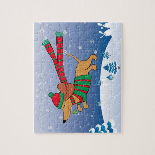 Dachshund-kerstpuzzle Legpuzzel (Verticaal)